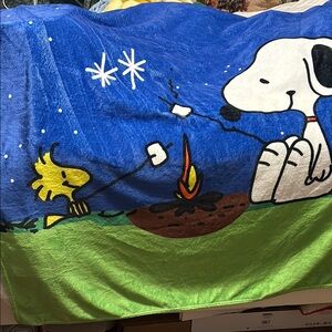 Snoopy and Woodstock Blue Holiday Blanket